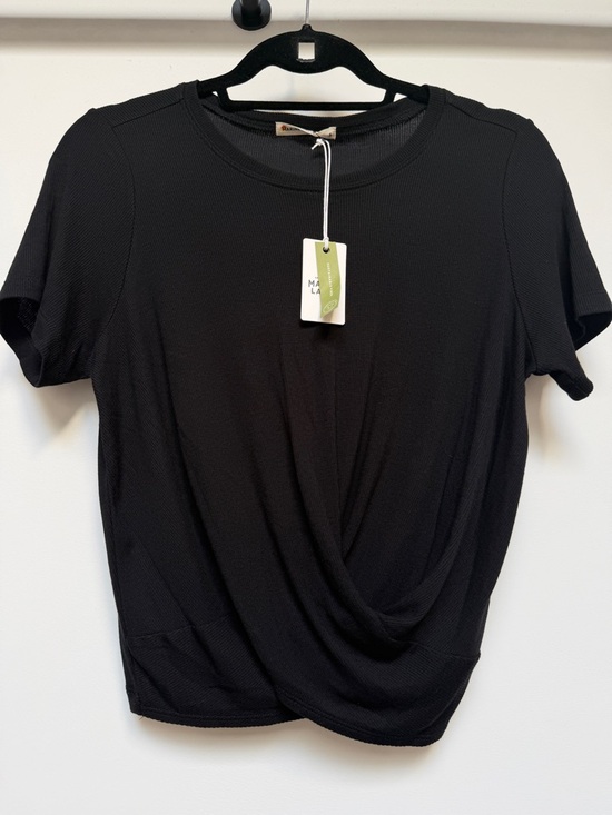 Marine Layer Tops - NWT - Marine Layer Brielle Ribbed Modal Twist Front Tee Black - Small